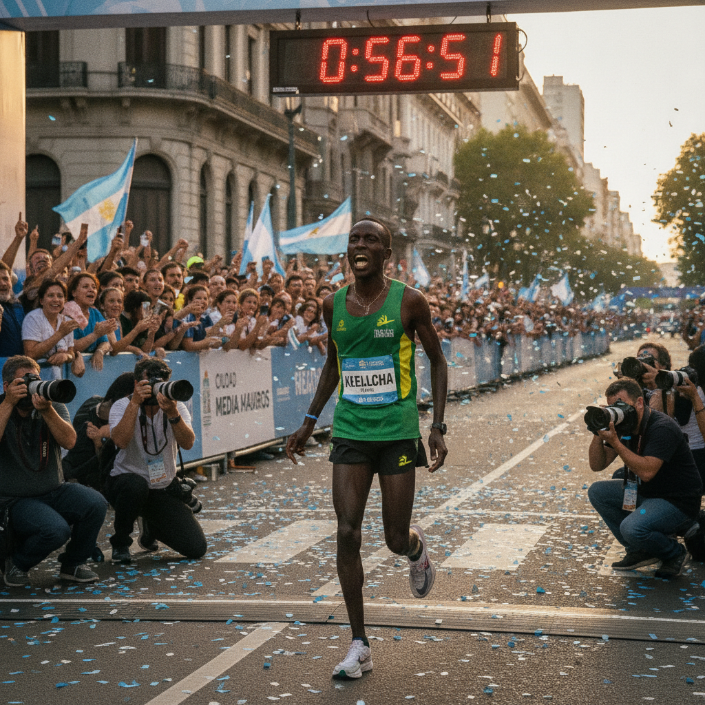Recorde Mundial Meia Maratona: Kejelcha Brilha em Buenos Aires!